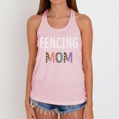 Fencing Mom Gift Funny Fencing Fencer Leopard Meaningful Gift Women's Knotted Racerback Tank