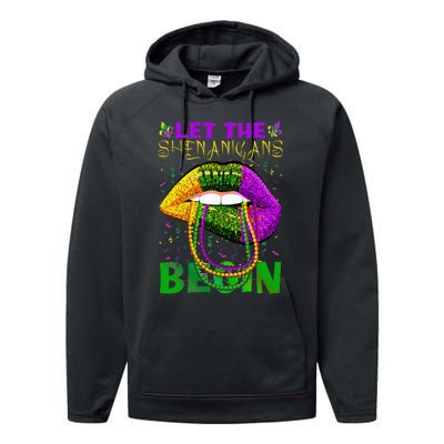 funny mardi gras party Performance Fleece Hoodie