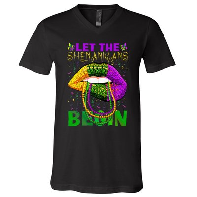 funny mardi gras party V-Neck T-Shirt