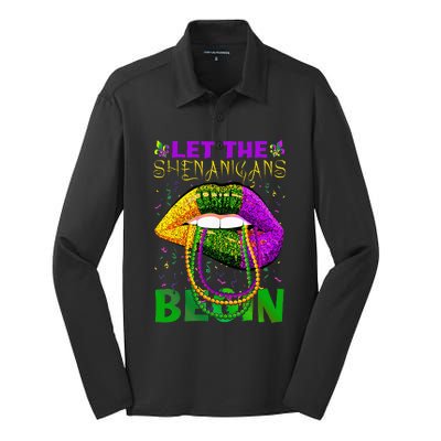 funny mardi gras party Silk Touch Performance Long Sleeve Polo