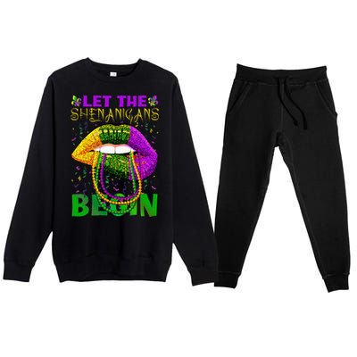 funny mardi gras party Premium Crewneck Sweatsuit Set