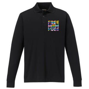 Free Mom Hugs Lgbt Pride Mom Daisy Flower Lesbian Mother Day Performance Long Sleeve Polo