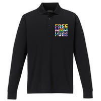 Free Mom Hugs Lgbt Pride Mom Daisy Flower Lesbian Mother Day Performance Long Sleeve Polo