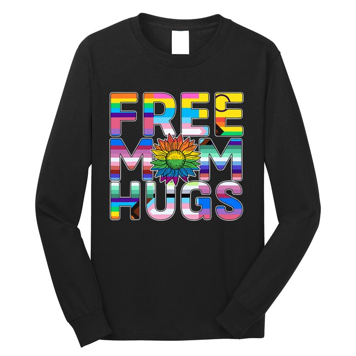 Free Mom Hugs Lgbt Pride Mom Daisy Flower Lesbian Mother Day Long Sleeve Shirt