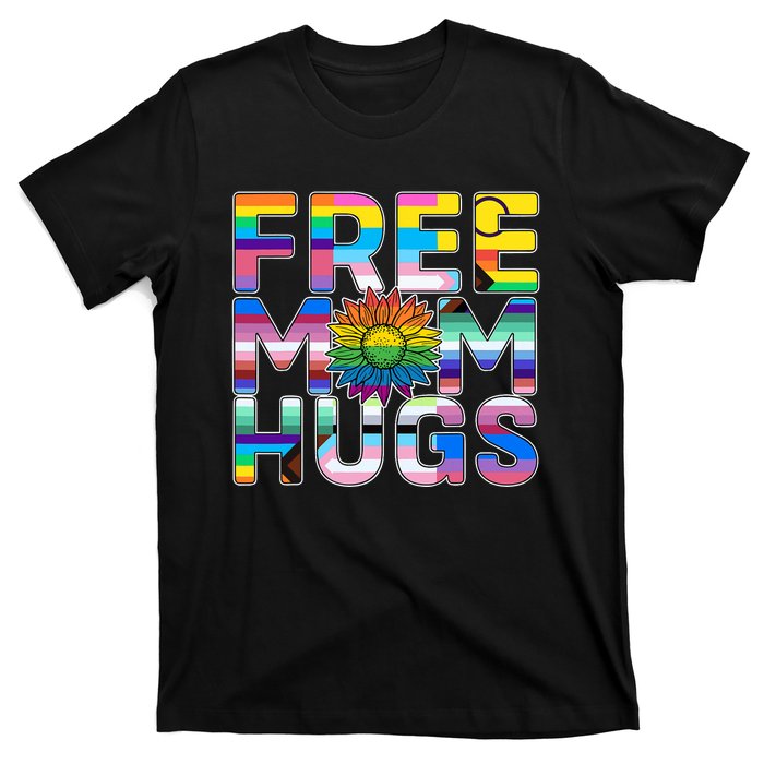 Free Mom Hugs Lgbt Pride Mom Daisy Flower Lesbian Mother Day T-Shirt