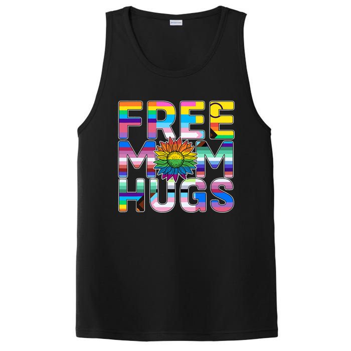 Free Mom Hugs Lgbt Pride Mom Daisy Flower Lesbian Mother Day PosiCharge Competitor Tank