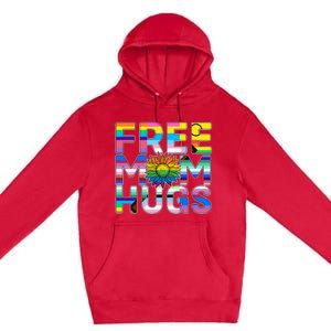 Free Mom Hugs Lgbt Pride Mom Daisy Flower Lesbian Mother Day Premium Pullover Hoodie