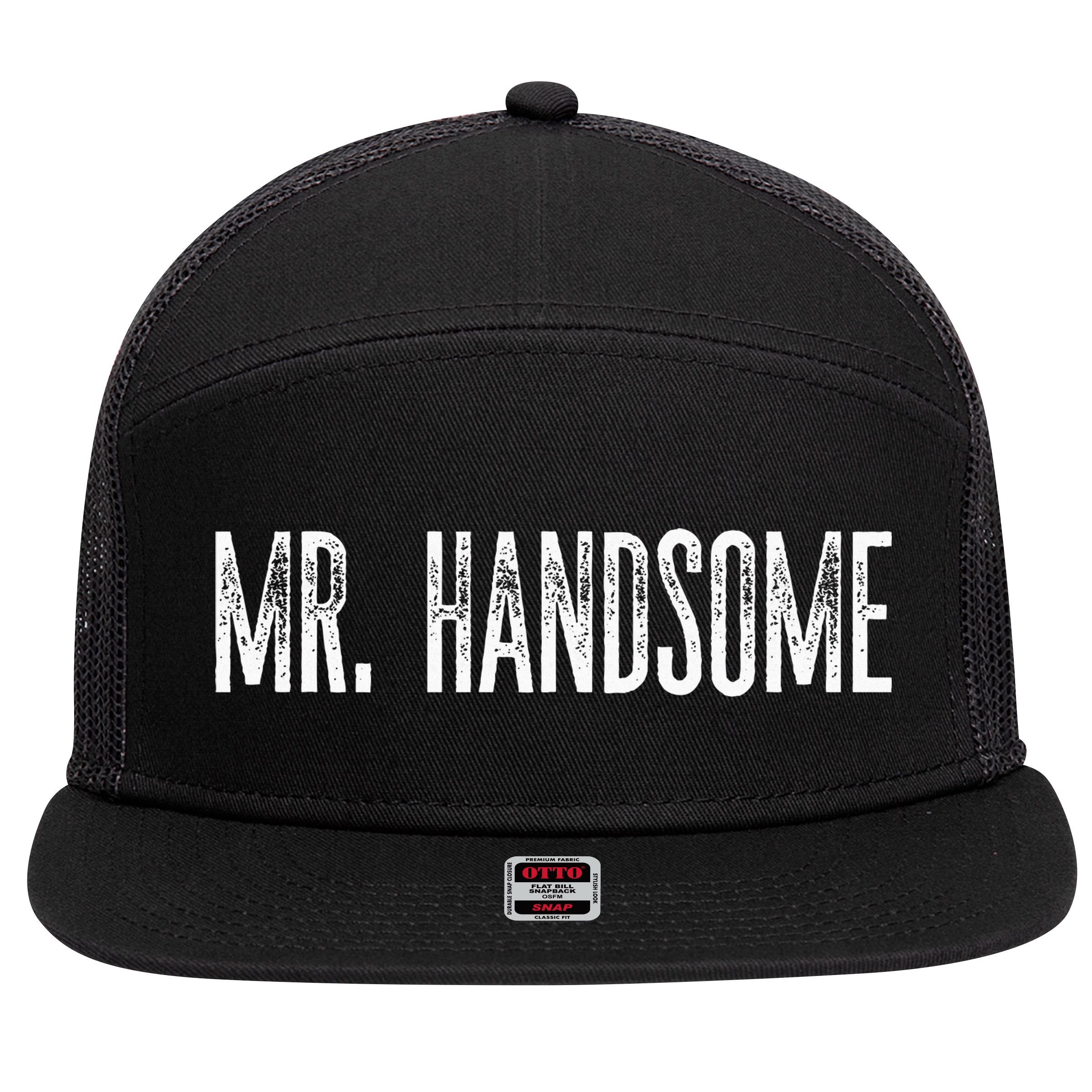 Funny Mr. Handsome Fun Gag Novelty 7 Panel Mesh Trucker Snapback Hat