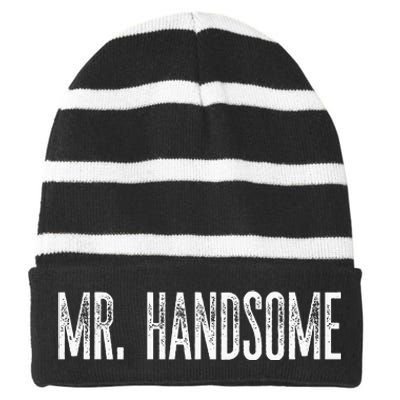 Funny Mr. Handsome Fun Gag Novelty Striped Beanie with Solid Band