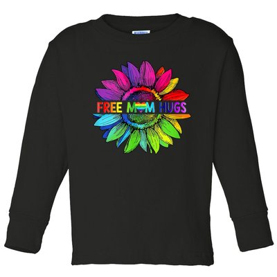 Free Mom Hugs Lgbt Pride Mom Daisy Rainbow Flower Mother Day Toddler Long Sleeve Shirt