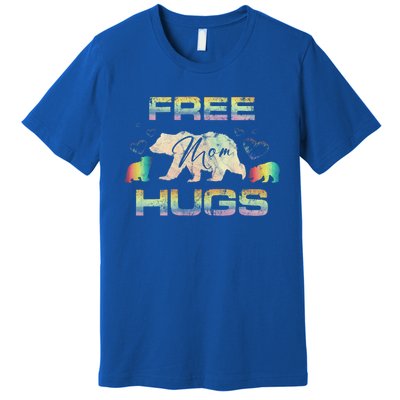 Free Mom Hugs Mama Bear Rainbow Colour Hearts Meaningful Gift Premium T-Shirt