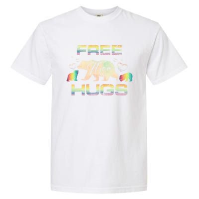 Free Mom Hugs Mama Bear Rainbow Colour Hearts Meaningful Gift Garment-Dyed Heavyweight T-Shirt