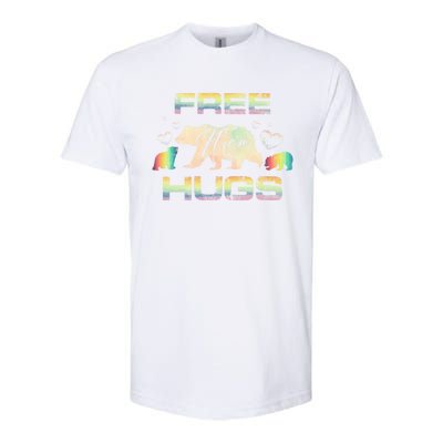 Free Mom Hugs Mama Bear Rainbow Colour Hearts Meaningful Gift Softstyle CVC T-Shirt