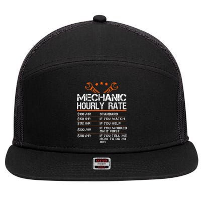 Funny Mechanic Hourly Rate Car Auto Repairman Labor Rates 7 Panel Mesh Trucker Snapback Hat