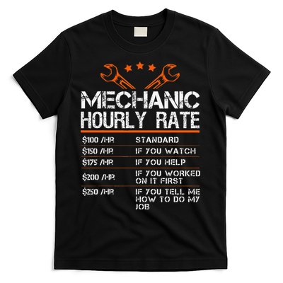 Funny Mechanic Hourly Rate Car Auto Repairman Labor Rates T-Shirt