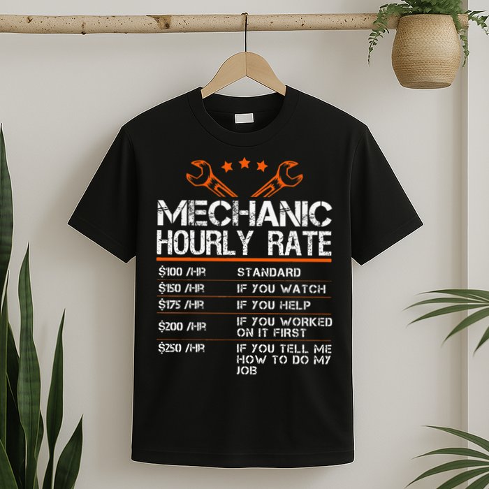Funny Mechanic Hourly Rate Car Auto Repairman Labor Rates T-Shirt