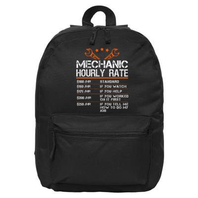 Funny Mechanic Hourly Rate Car Auto Repairman Labor Rates 16 in Basic Backpack