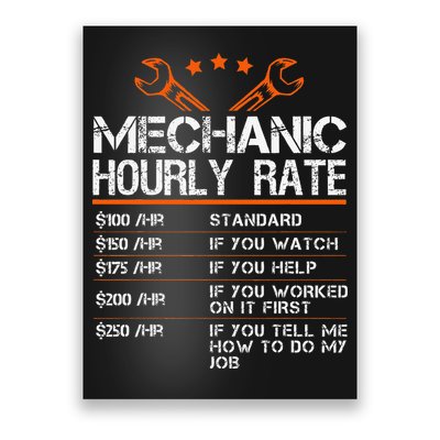 Funny Mechanic Hourly Rate Car Auto Repairman Labor Rates Poster
