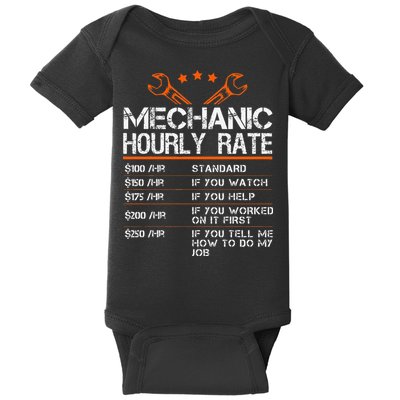 Funny Mechanic Hourly Rate Car Auto Repairman Labor Rates Baby Bodysuit