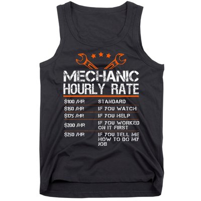 Funny Mechanic Hourly Rate Car Auto Repairman Labor Rates Tank Top
