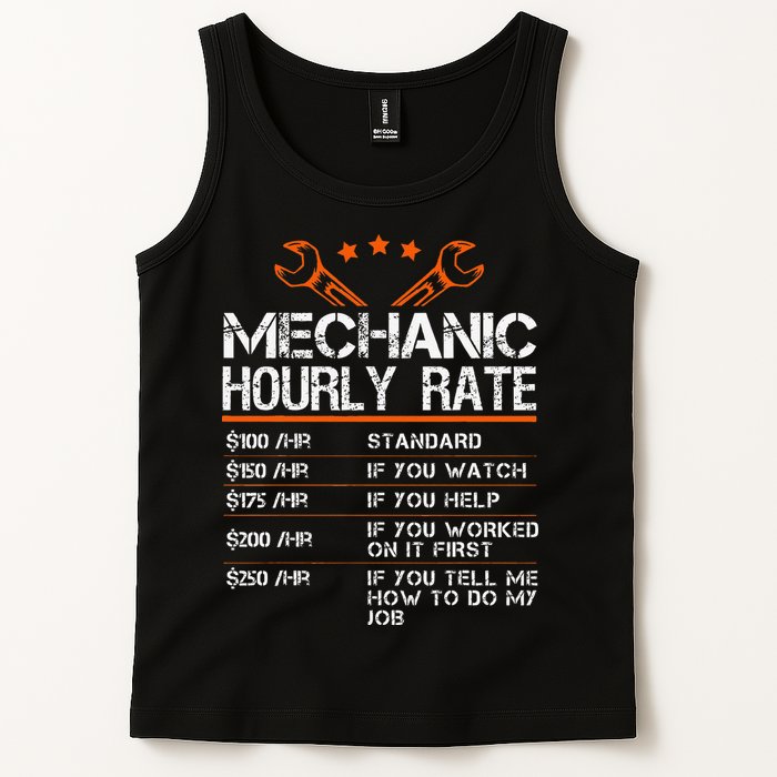 Funny Mechanic Hourly Rate Car Auto Repairman Labor Rates Tank Top