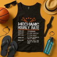 Funny Mechanic Hourly Rate Car Auto Repairman Labor Rates Tank Top