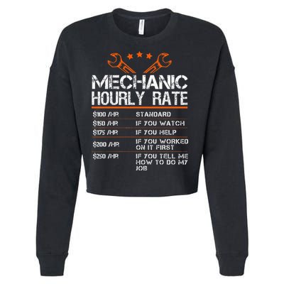 Funny Mechanic Hourly Rate Car Auto Repairman Labor Rates Cropped Pullover Crew
