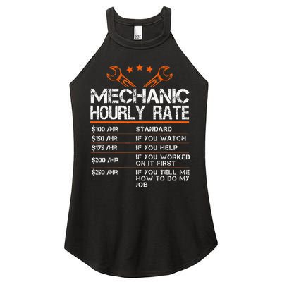 Funny Mechanic Hourly Rate Car Auto Repairman Labor Rates Women's Perfect Tri Rocker Tank