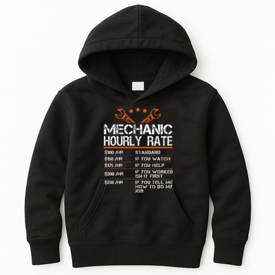 Funny Mechanic Hourly Rate Car Auto Repairman Labor Rates Kids Hoodie