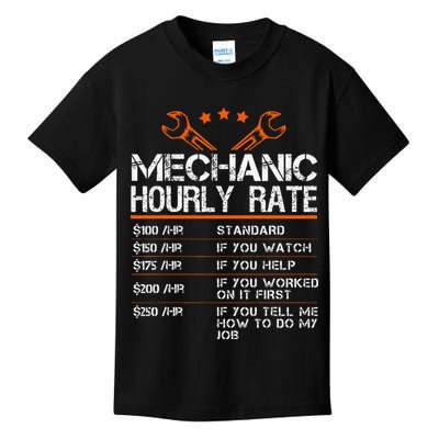 Funny Mechanic Hourly Rate Car Auto Repairman Labor Rates Kids T-Shirt