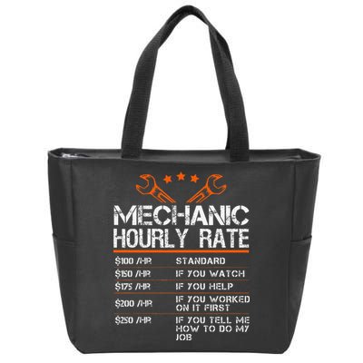 Funny Mechanic Hourly Rate Car Auto Repairman Labor Rates Zip Tote Bag