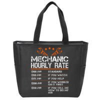 Funny Mechanic Hourly Rate Car Auto Repairman Labor Rates Zip Tote Bag