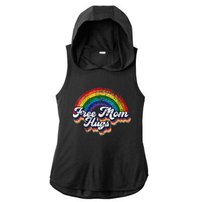 Free Mom Hugs Rainbow Heart LGBT Pride Month Ladies PosiCharge Tri-Blend Wicking Draft Hoodie Tank