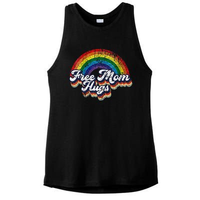 Free Mom Hugs Rainbow Heart LGBT Pride Month Ladies PosiCharge Tri-Blend Wicking Tank