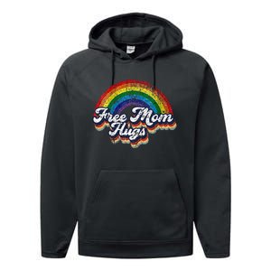 Free Mom Hugs Rainbow Heart LGBT Pride Month Performance Fleece Hoodie