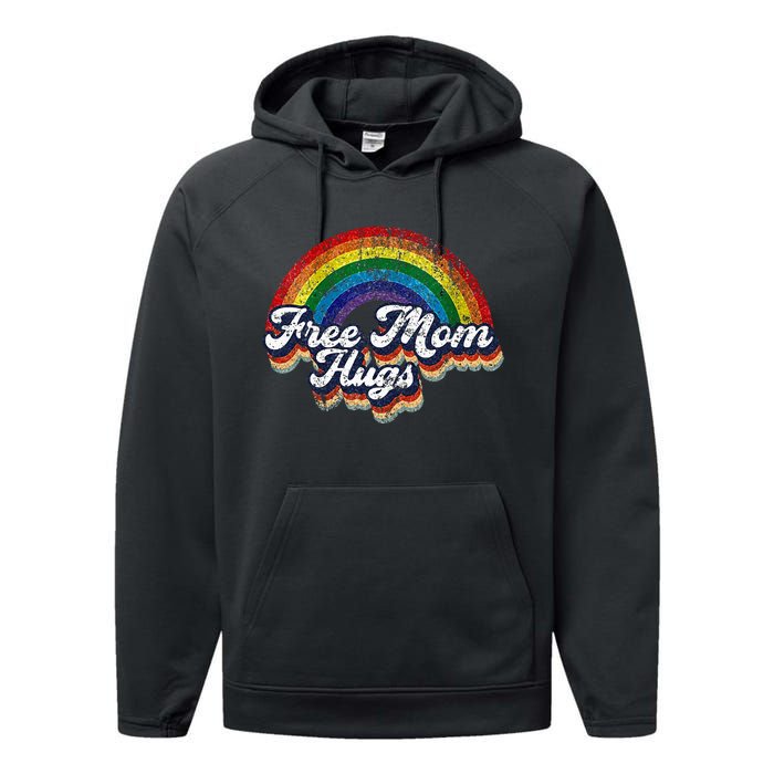 Free Mom Hugs Rainbow Heart LGBT Pride Month Performance Fleece Hoodie