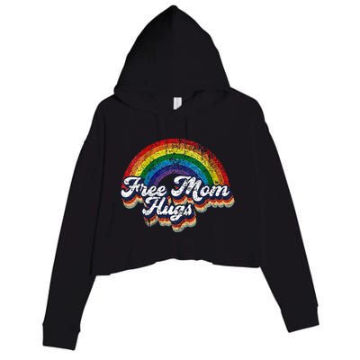 Free Mom Hugs Rainbow Heart LGBT Pride Month Crop Fleece Hoodie