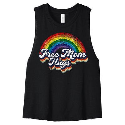 Free Mom Hugs Rainbow Heart LGBT Pride Month Women's Racerback Cropped Tank