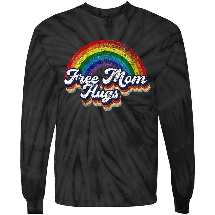 Free Mom Hugs Rainbow Heart LGBT Pride Month Tie-Dye Long Sleeve Shirt