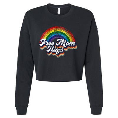 Free Mom Hugs Rainbow Heart LGBT Pride Month Cropped Pullover Crew