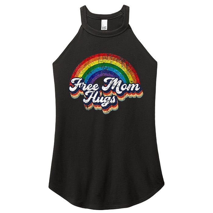 Free Mom Hugs Rainbow Heart LGBT Pride Month Women's Perfect Tri Rocker Tank