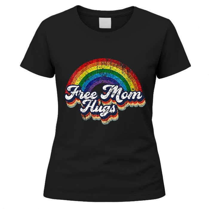 Free Mom Hugs Rainbow Heart LGBT Pride Month Women's T-Shirt