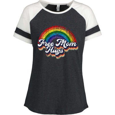 Free Mom Hugs Rainbow Heart LGBT Pride Month Enza Ladies Jersey Colorblock Tee