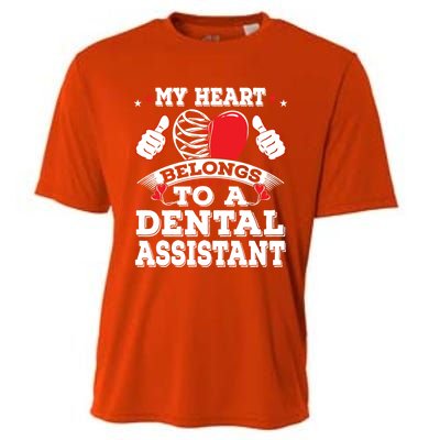 Funny My Heart Belongs To A Dental Assistant Valentines Day Great Gift Cooling Performance Crew T-Shirt