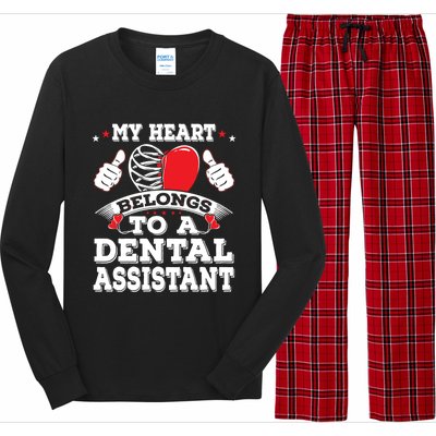 Funny My Heart Belongs To A Dental Assistant Valentines Day Great Gift Long Sleeve Pajama Set