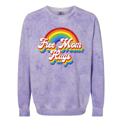 Free Mom Hugs Rainbow Retro LGBT Flag LGBT Pride Month Colorblast Crewneck Sweatshirt