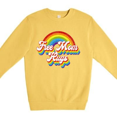 Free Mom Hugs Rainbow Retro LGBT Flag LGBT Pride Month Premium Crewneck Sweatshirt