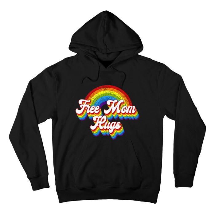 Free Mom Hugs Rainbow Retro LGBT Flag LGBT Pride Month Hoodie