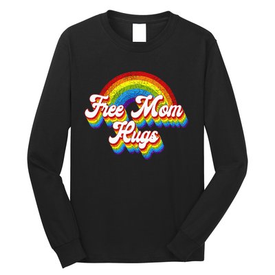 Free Mom Hugs Rainbow Retro LGBT Flag LGBT Pride Month Long Sleeve Shirt