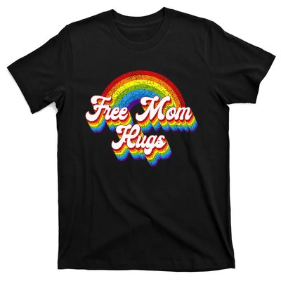 Free Mom Hugs Rainbow Retro LGBT Flag LGBT Pride Month T-Shirt